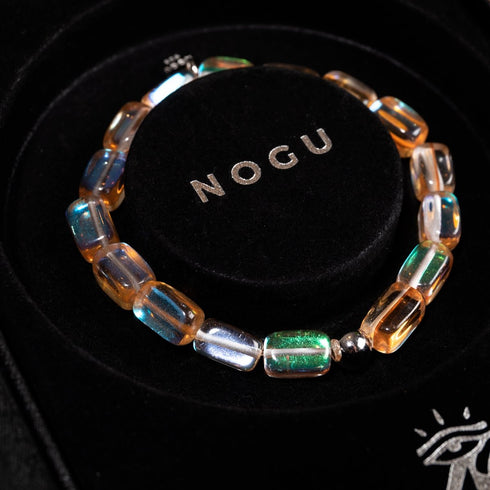 Champagne Supernova | Argent sterling .925 | Bracelet galets de verre galaxie